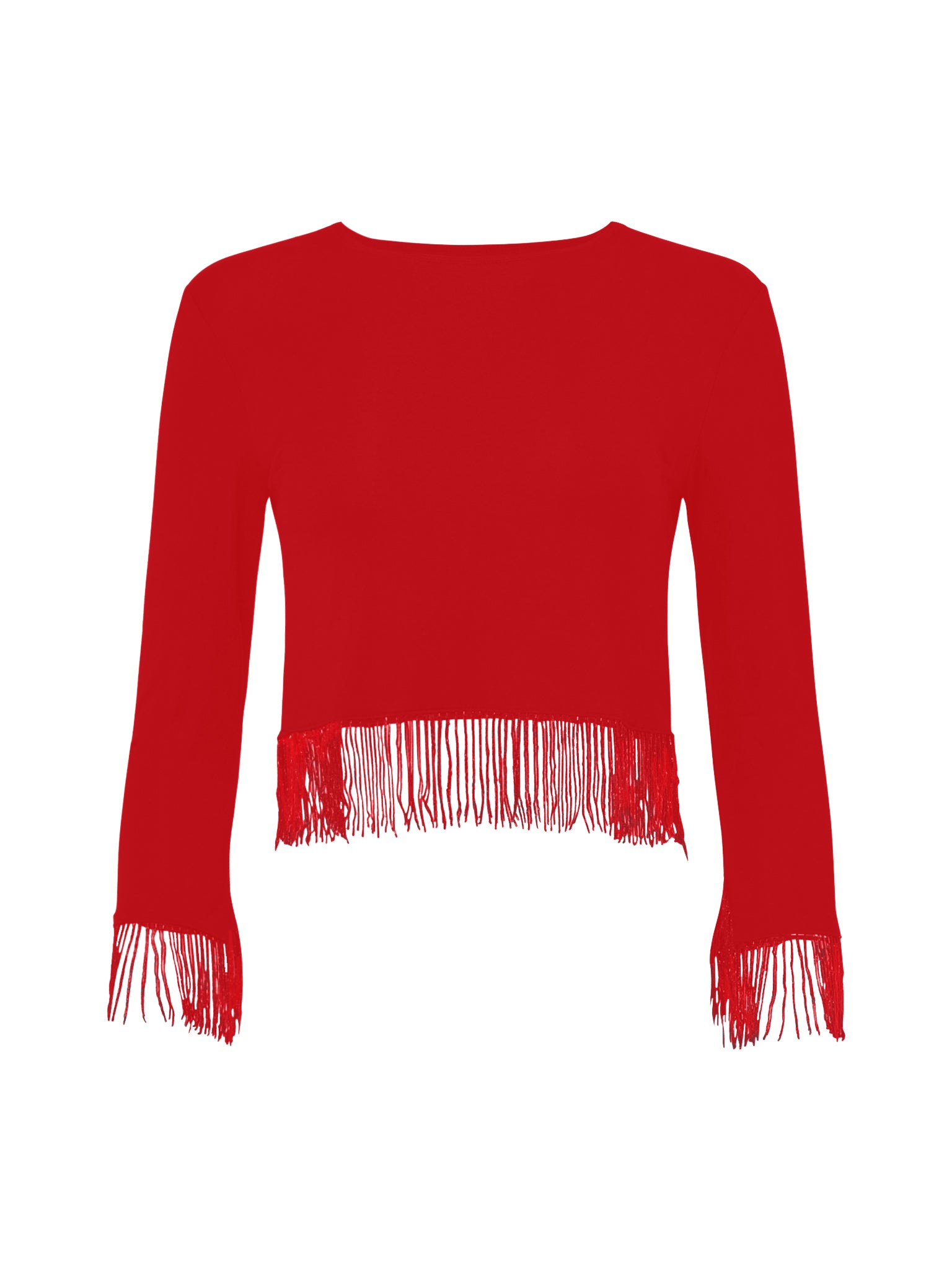 Women's Shape Red Fringe Bandeau Crop Top - Size 14